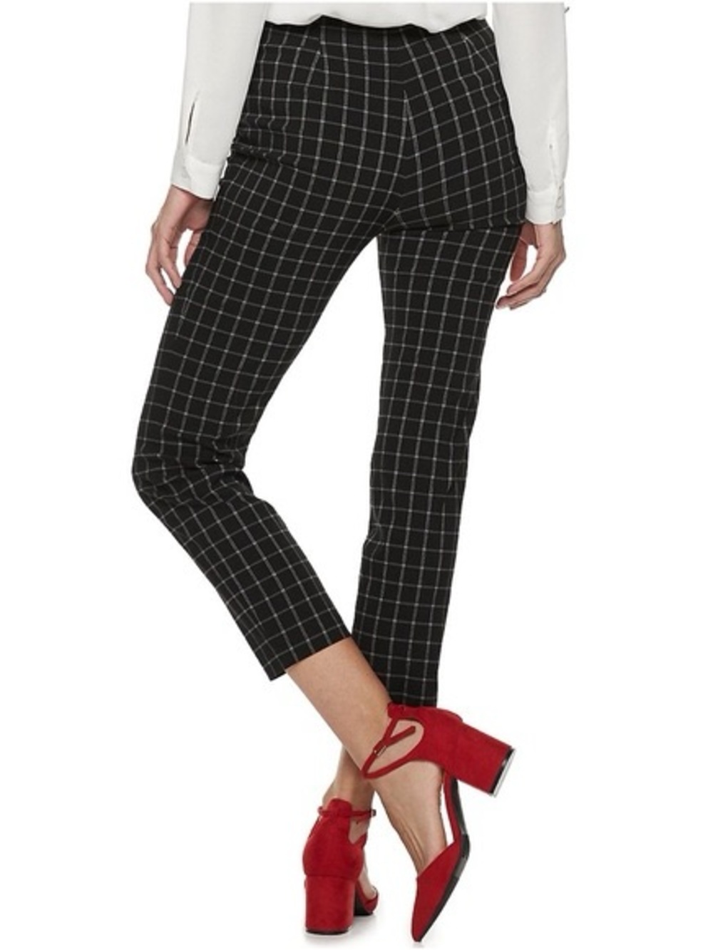 Elle Black & white grid pattern skinny ankle pants ~ size M